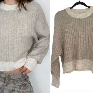 Sincerely Jules | Dolman ribbed alpaca oatmeal cropped sweater